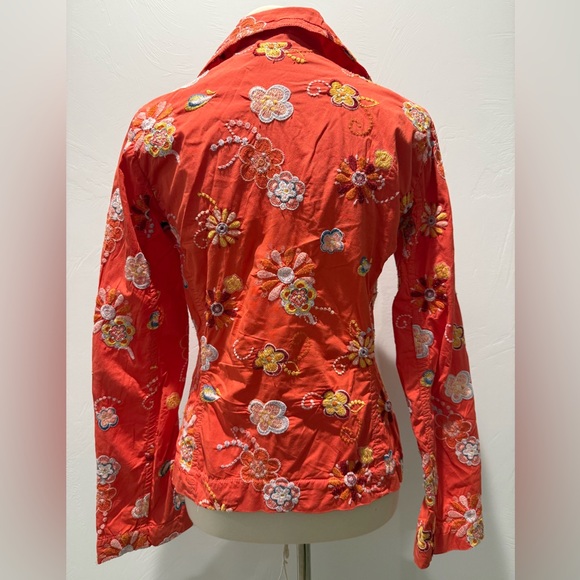 Johnny Was Orange Floral Embroidered Blazer - Picture 2 of 4